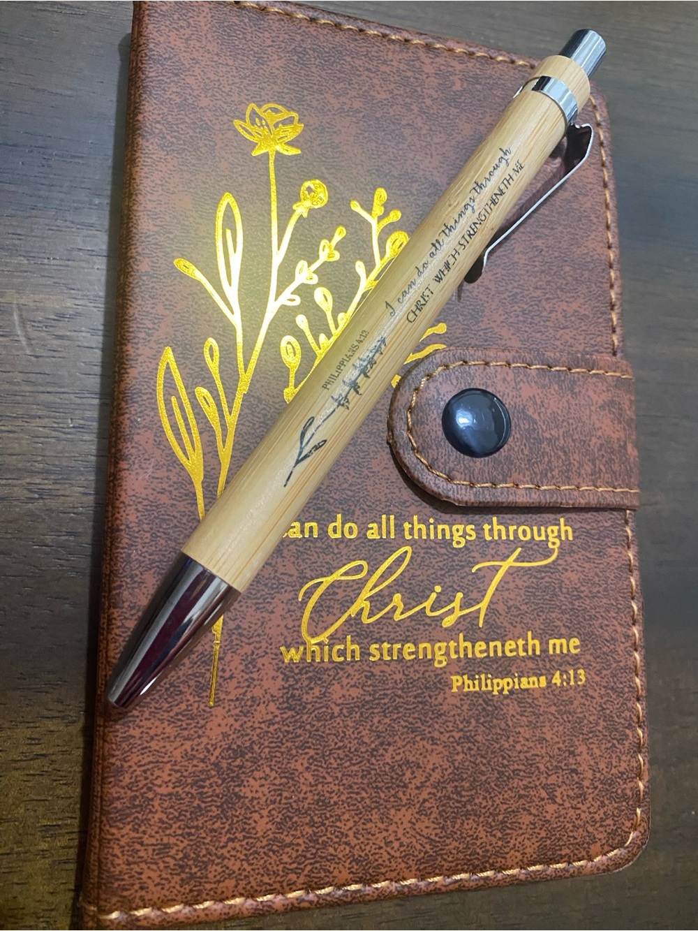 Mini Faux/Vegan Leather Religious Journal with Matching Pen - CHOOSE ONE - Picture 9 of 13